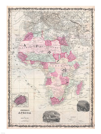 Framed 1862 Johnson Map of Africa Print