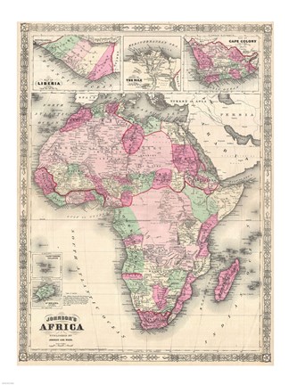 Framed 1864 Johnson Map of Africa Print