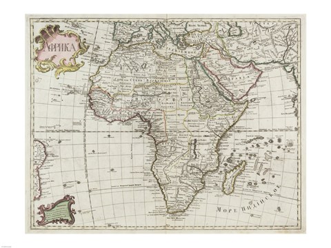 Framed Map of Africa 1745 Print