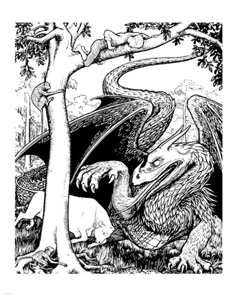 Framed Dragon III Print