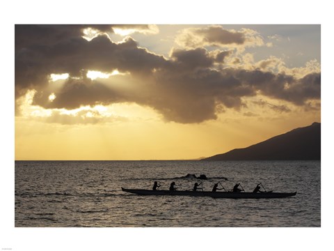 Framed Canoers Paddling to the Dock at Kalama Park Print
