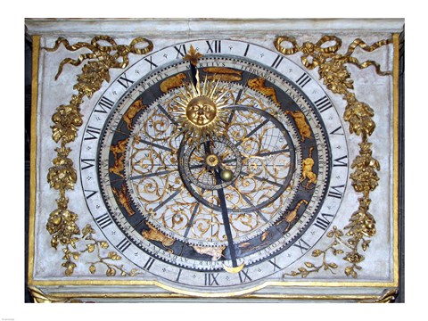 Framed Cathedrale Saint Jean Lyon Astronomical Clock Dial Print
