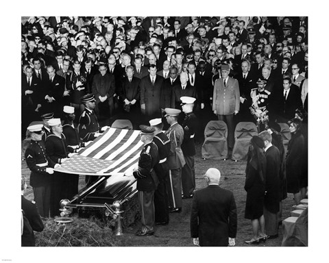 Framed Honor Guard Prepares to Fold Flag Over JFK Casket, 25 November 1963 Print