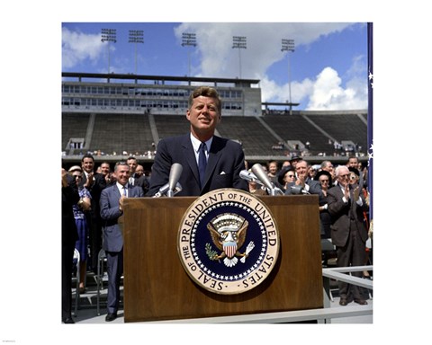 Framed JFK at Rice University Print