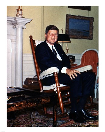 Framed JFK in Yellow Oval Room 1962 Print