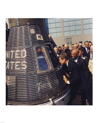 Framed JFK Inspects Mercury Capsule Print