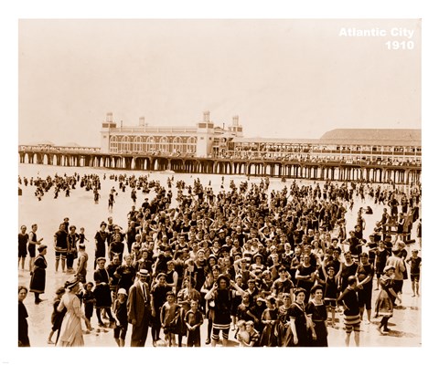 Framed Crowd at Atlantic City 1910 Print