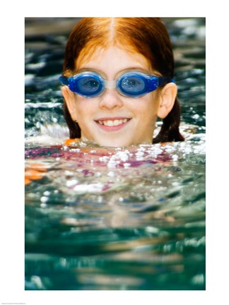 Framed Close-up of a girl in a swimming pool Print