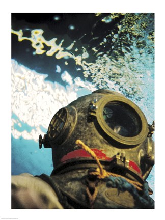 Framed Close-up of a divers helmet under water Print