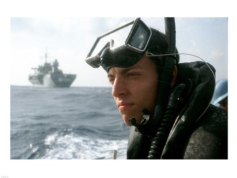 Framed US Navy Simmer Training Aboard Print