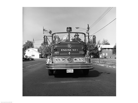 Framed Fire engine on road Print