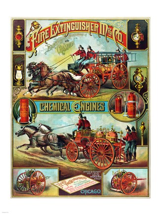 Framed Fire Extinguisher Mfg. Co., Advertising Poster, ca. 1890 Print