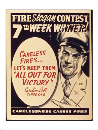 Framed Careless Fires.. Let&#39;s Keep Them All Out For Victory Print