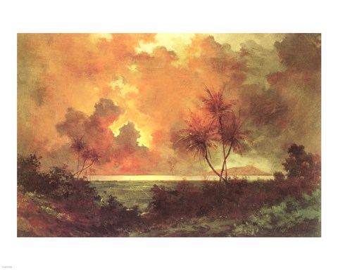 Framed Jules Tavernier - &#39;Sunrise Over Diamond Head&#39;, 1888 Print