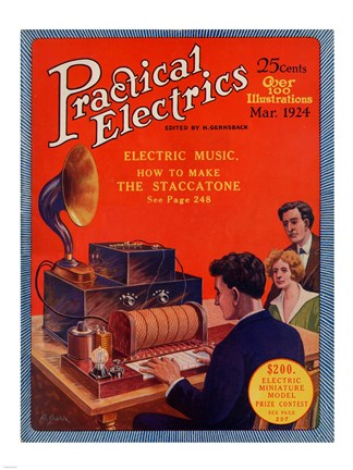 Framed Practical Electrics March 1924 Cover Print