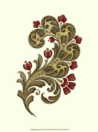 Framed Jacobean Leaf II Print