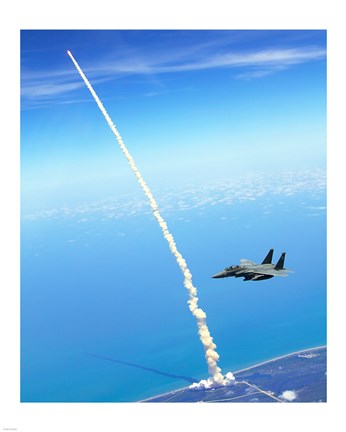 Framed 4th FW Strike Eagles Assist Shuttle Launch Print