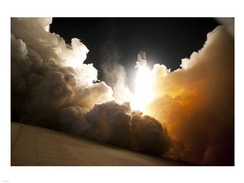 Framed STS-130 Exhaust Cloud Engulfs Launch Pad 39A Print