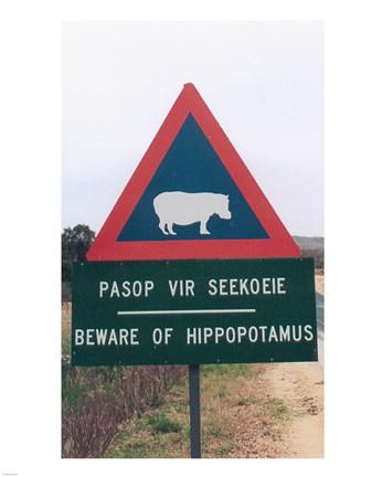 Framed Beware of Hippopotamus Print