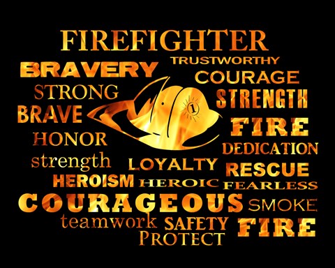 Framed Firefighter Words Print