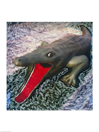 Framed Playground alligator with mouth open Print