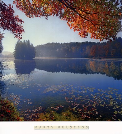 Framed Bass Lake in Autumn I Print