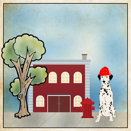 Framed Dalmation Firehouse Print