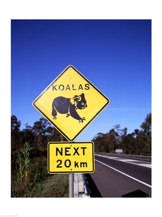 Framed Close-up of a crossing sign on the road side, Australia Print