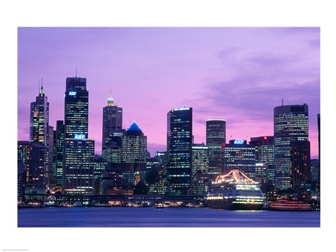 Framed Skyscrapers in a city, Circular Quay, Sydney, Australia Print