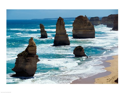 Framed Rock formations on the coast, Twelve Apostles, Port Campbell National Park, Victoria, Australia Print