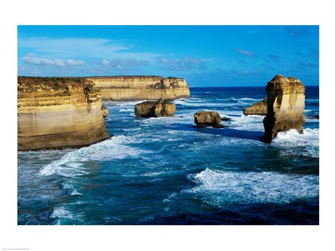 Framed Rock formations on the coast, Port Campbell National Park, Victoria, Australia Print