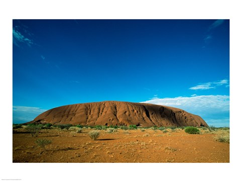Framed Rock formation on a landscape, Ayers Rock, Uluru-Kata Tjuta National Park, Northern Territory, Australia Print