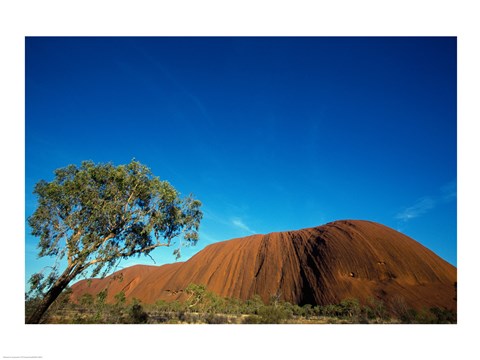 Framed Rock formation on a landscape, Ayers Rock, Uluru-Kata Tjuta National Park, Northern Territory, Australia Print
