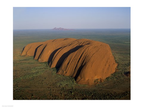 Framed Aerial view of a rock formation. Ayers Rock, Uluru-Kata Tjuta National Park, Australia Print