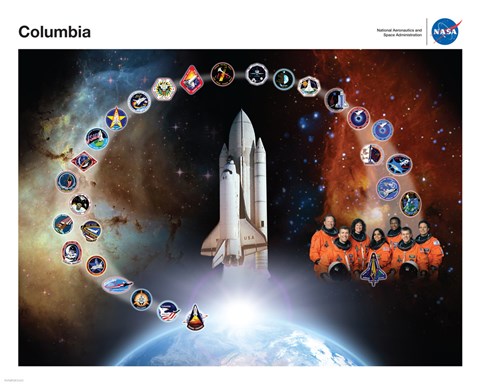 Framed Space Shuttle Columbia Tribute Poster Print