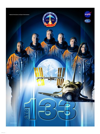 Framed STS 133 Mission Poster Print