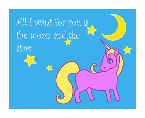 Framed Moon and Stars Unicorn Print
