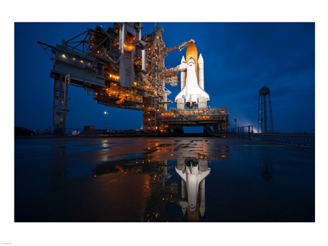 Framed Brightly Lit Atlantis STS-135 on Launch Pad Print