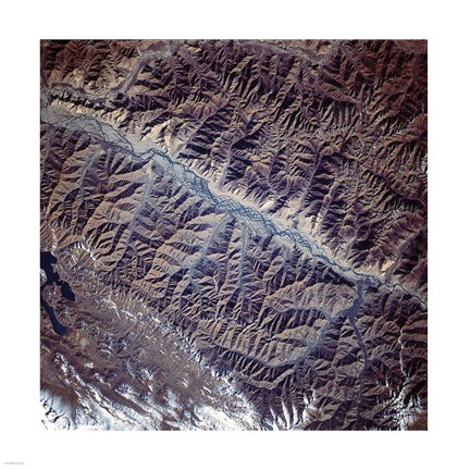 Framed Mountain Range from Space Print