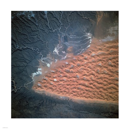 Framed Spectacular view of dune fields in Algeria photographed from orbit Print