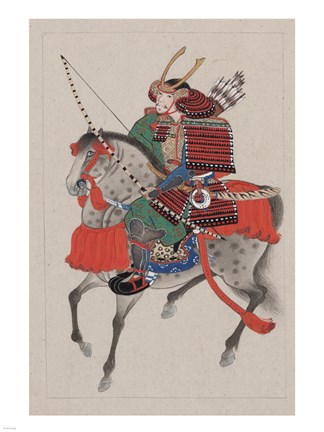 Framed Samurai Riding a Horse Print