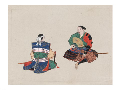 Framed Seated Samurai Warriors Print