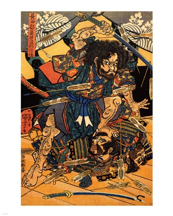 Framed Hasebe Nobutsura during the Taira Attack Print