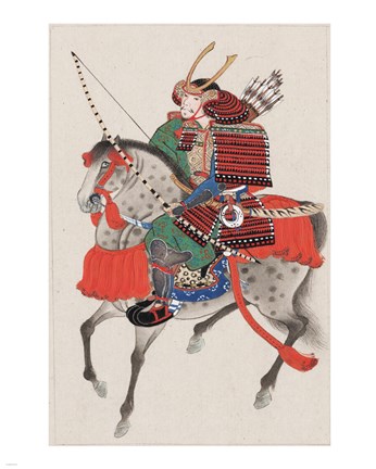 Framed Samurai on horseback Print