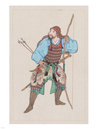 Framed Samurai with bow Print