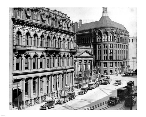 Framed North side of Front Street 1930 Print