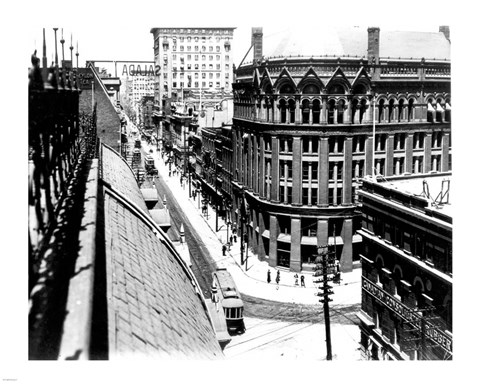 Framed Yonge Street, looking North from Customs House Print
