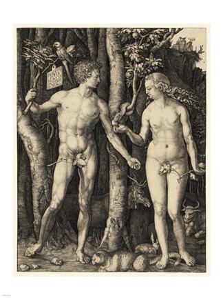 Framed Adam and Eve in the garden Print