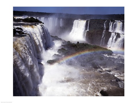 Framed Rainbow over a waterfall, Devil&#39;s Throat, Iguacu Falls, Iguacu River, Parana, Brazil Print