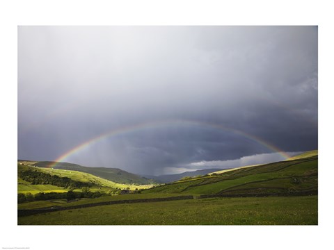 Framed England, Yorkshire, Yorkshire Dales, Rainbow over Swaledale Print